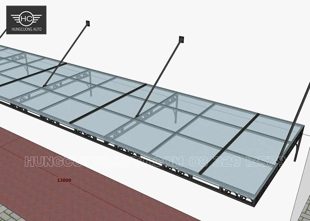 Bản vẽ thiết kế mái kính nghệ thuật 19mx3m