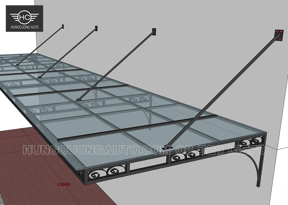 Bản vẽ thiết kế mái kính nghệ thuật 19mx3m