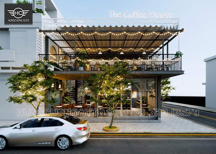 Bản vẽ mái bạt kéo quán cafe siêu đẹp