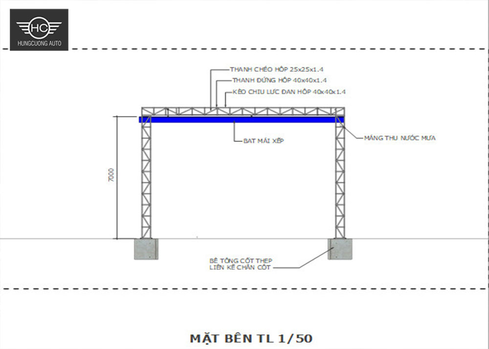 mặt bên mái xếp nhà chùa