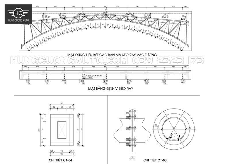 Bản vẽ cad 2d mái bạt xếp di động